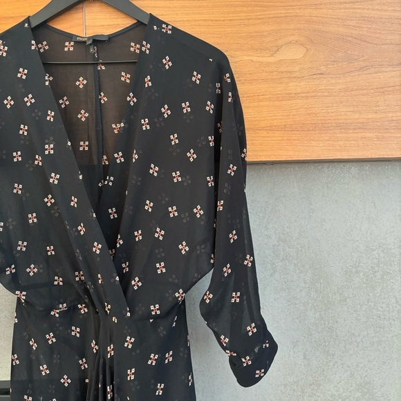 Maje Ritunia Black Long Sleeves Sheet Asymmetrical Dress, Size 2 - Picture 5 of 13